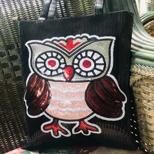 Fun Sequins Beaded OWL HANDBAG ❤️ UNIQUE TOTE - LIGHTWEIGHT ❤️ NWT